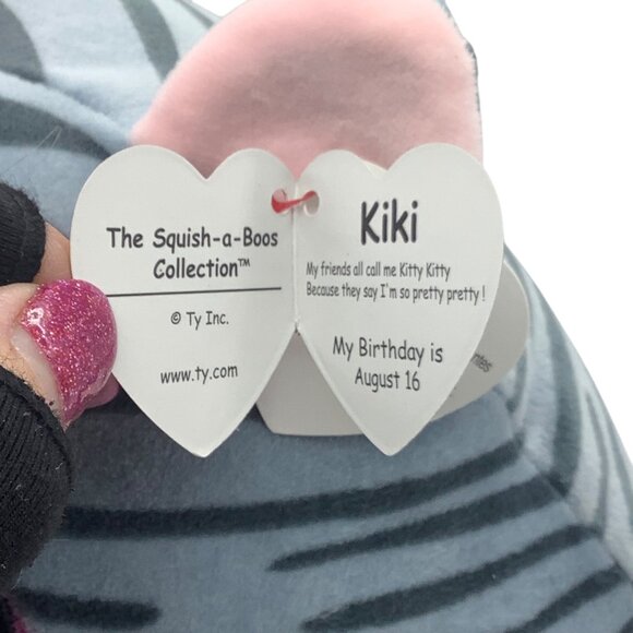 Ty Squish-A-Boos Kiki Cat Plush 9” Gray Striped Soft Stuffed Animal Toy - Picture 5 of 6